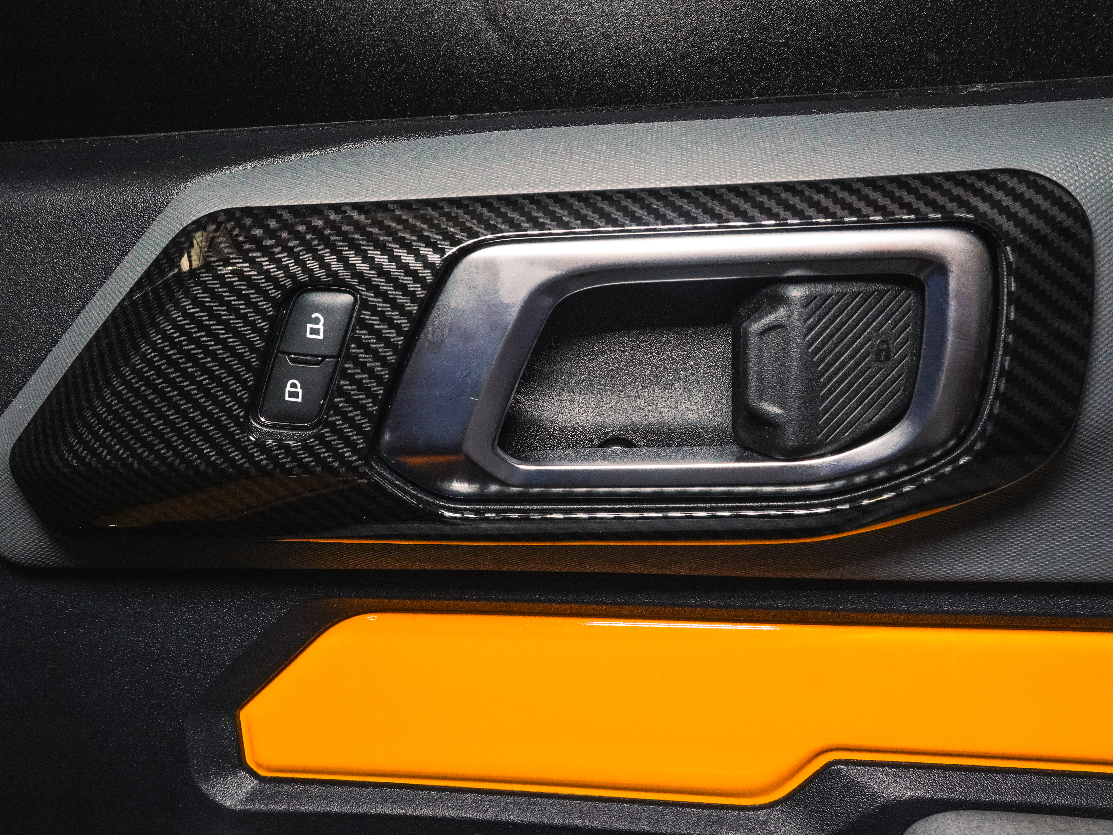 Ford Bronco Interior Door Handle Trim Kit - 4 pc set - Gloss Carbon Fiber Finish
